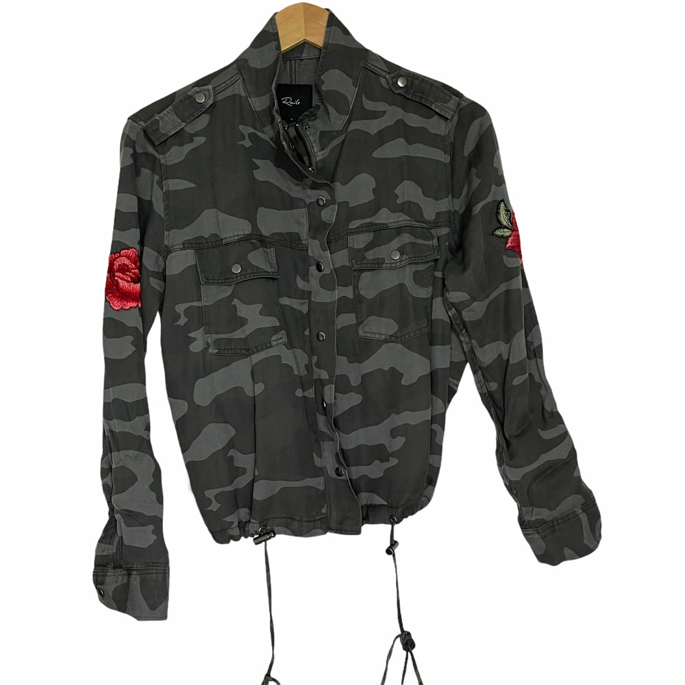 RAILS Collins Military Jacket In Camo Rose Patch